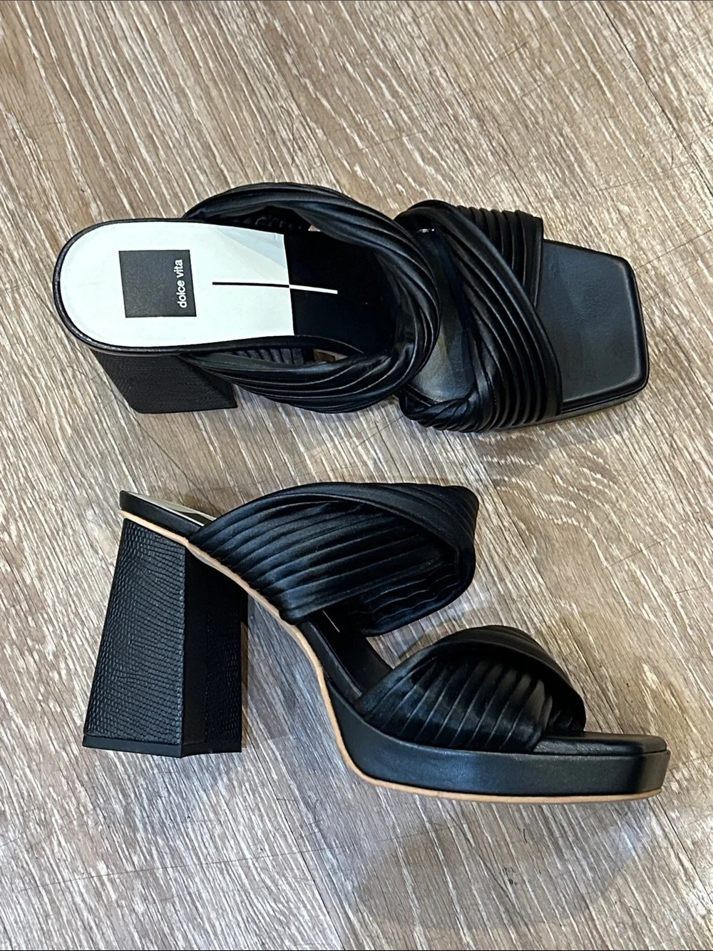 Dolce Vita Black Braided Block Heel Mules - Picture 1 of 6